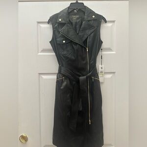 Calvin Klein Black Sleek Leather-Look Dress